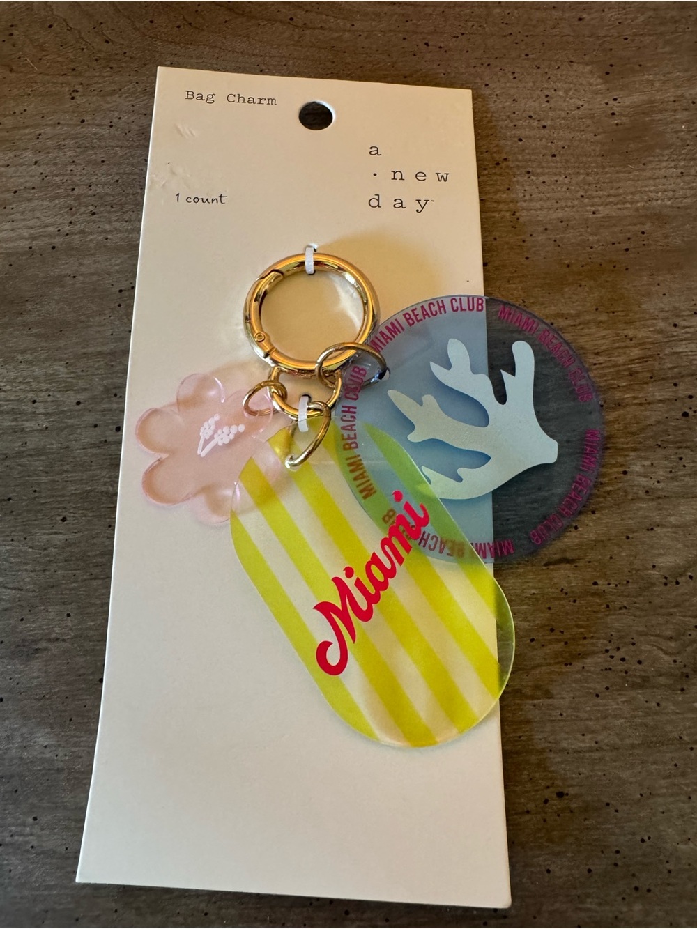 A New Day Miami Acrylic Keychain or Bag Charm